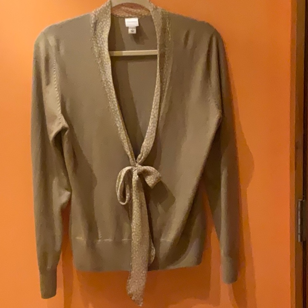 ISAAC MIZRAHI Beige Knit Cardigan Sweater Top sz L